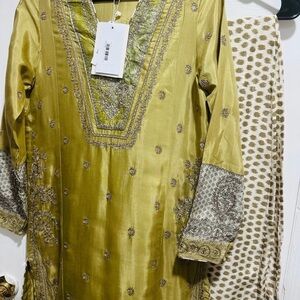 Ethnic Indian Wear Gold and Cream Dress